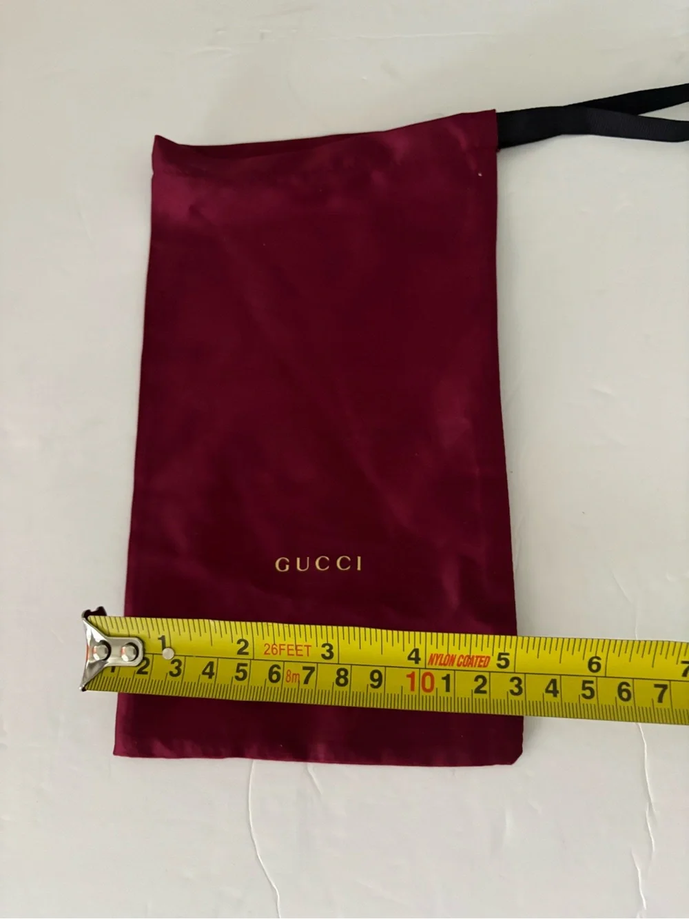 Gucci Burgundy/Red Drawstring Glasses Pouch with Gold Logo